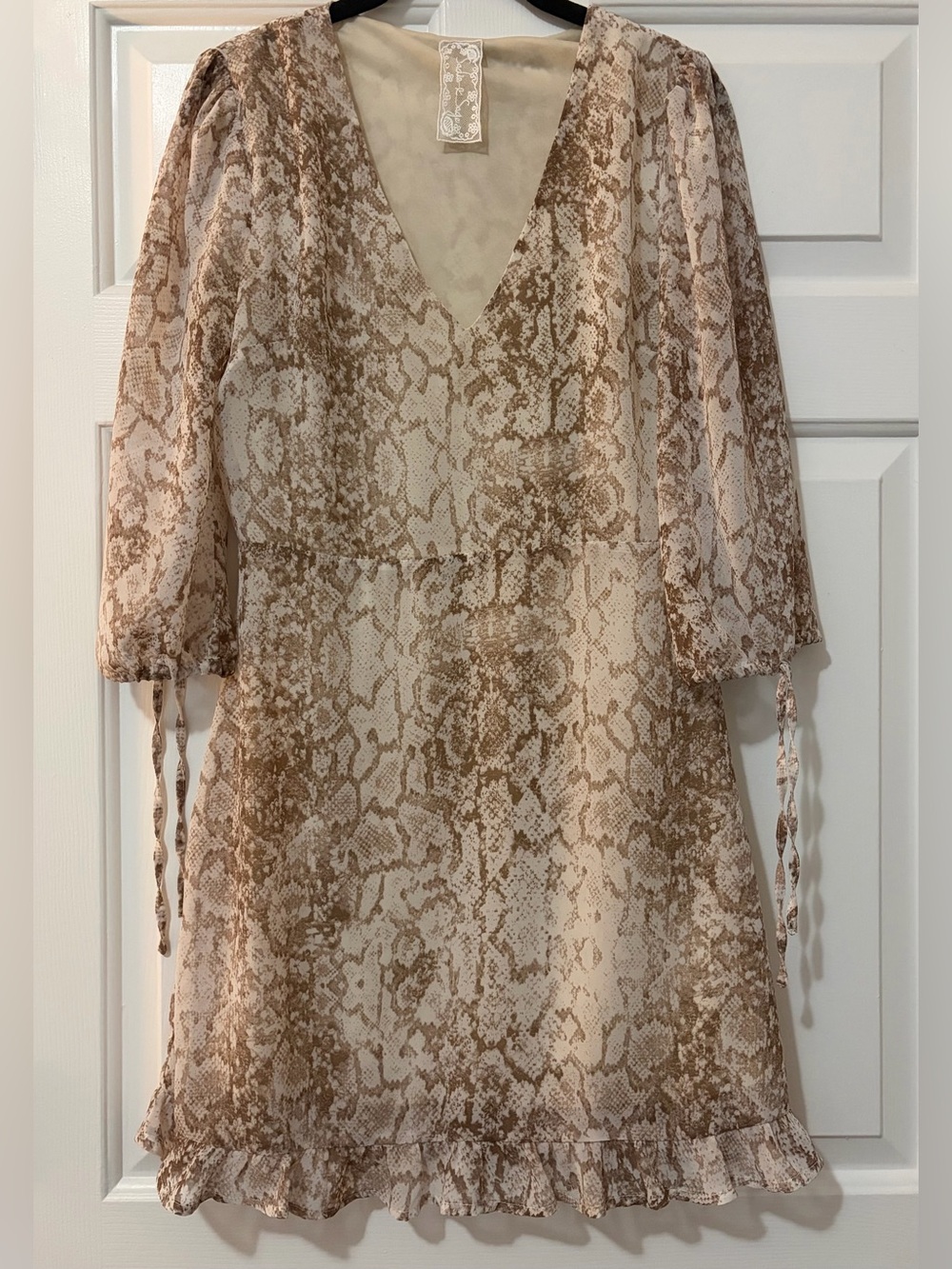 Sadie & Sage V-Neck Snakeskin Ruffle Mini Dress/Tunic